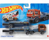 Hot Wheels Super Rigs Straight Freightin With 1 Hot Wheels 1:64 Scale Car for Ages 3 Years Old&Up (HVD94)